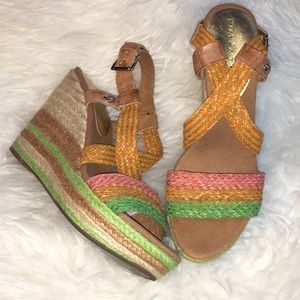 EUC Ivanka Trump Strappy Wedge Espadrille Sandals